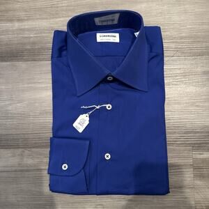 Lorenzini Italy Blue Button Up Long Sleeve Dress Shirt 15.5 39 NEW Collar Cotton